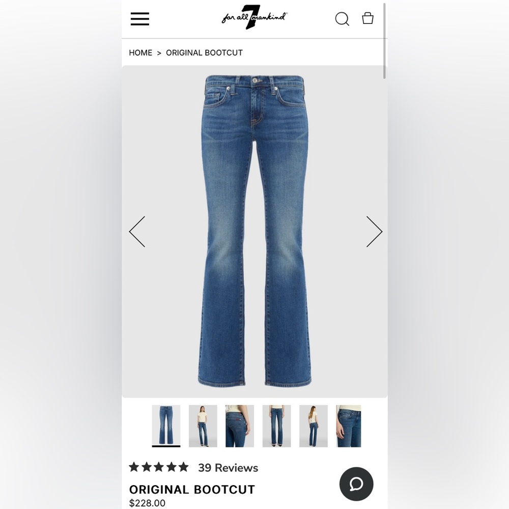 7 for All Mankind Bootcut Dark Blue Jeans